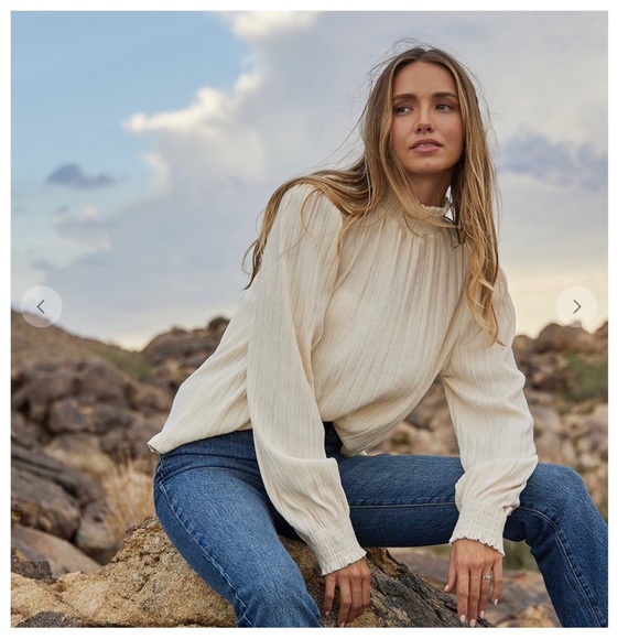 #45 Most Fabulous Smoked Mock Neck Velvet Ribbed Top - Picture 3 of 4